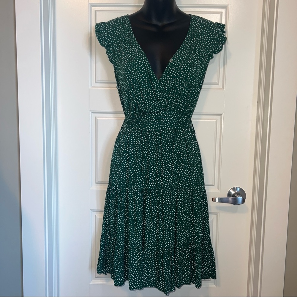 (3/30💕) Vintage Style Green Polka Dot Dress